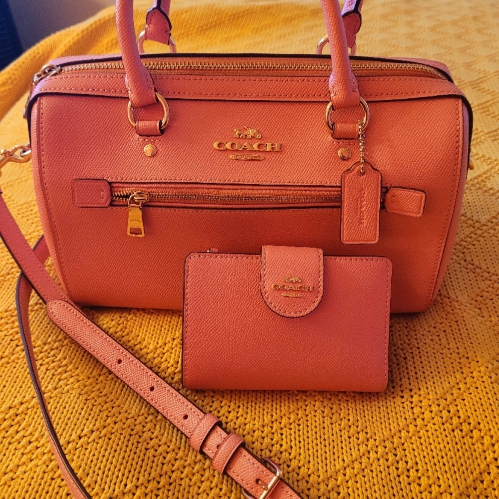 Coach Pink Satchels with Matching Wallet